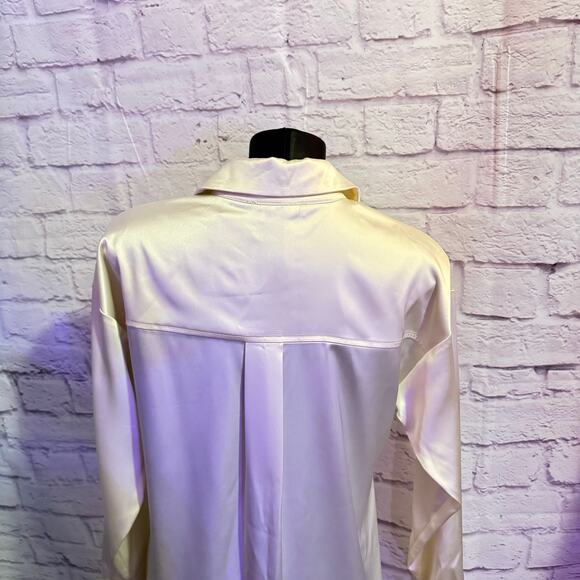 INTEMPO OFF WHITE SATIN SHIRTWAIST DRESS SIZE XS **NWT** - Picture 4 of 7